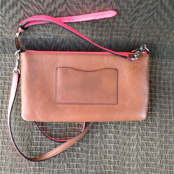 Coach Camel/Pink Leather Herald Kylie Crossbody Clutch Bag - Picture 4 of 5